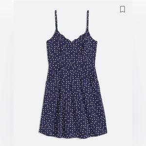Scallop Detail Polka Dot Dress with Pockets